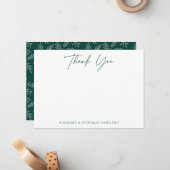 Moderne minimalistische groene botanische dank u notitiekaartje (Voorkant / Achterkant in situ)