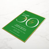 Moderne Minimalistische Groene Dertig Script Verja Folie Uitnodiging (Gedraaid)
