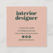 Moderne minimalistische groene en roze professione vierkante visitekaartje (Achterkant)