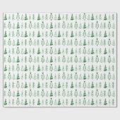 Moderne minimalistische groene en witte kerstboom cadeaupapier (Vlak)