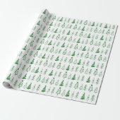 Moderne minimalistische groene en witte kerstboom cadeaupapier (Uitgerold)