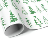 Moderne minimalistische groene en witte kerstboom cadeaupapier (Rol Hoek)