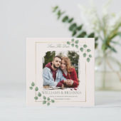 Moderne Minimalistische Groene Foto Save The Date (Staand voorkant)