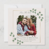 Moderne Minimalistische Groene Foto Save The Date (Voorkant)