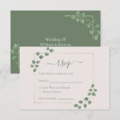 Moderne Minimalistische Groene Geometrische Trouw- Informatiekaartje (Voorkant / Achterkant)