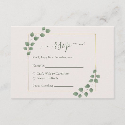 Moderne Minimalistische Groene Geometrische Trouw- Informatiekaartje (Voorkant)