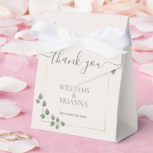 Moderne Minimalistische Groene Geometrische Trouwd Bedankdoosjes (Huwelijk)