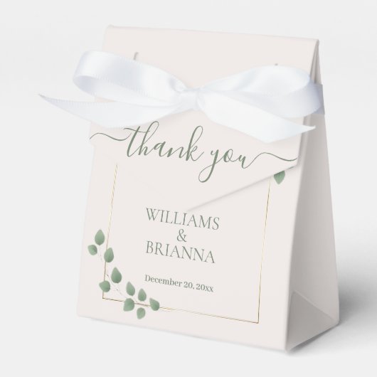 Moderne Minimalistische Groene Geometrische Trouwd Bedankdoosjes (Voorkant Zijde)