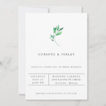 Moderne Minimalistische Groene Huwelijksuitnodigin