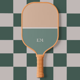Moderne, minimalistische groene Initialen Pickleball Paddle