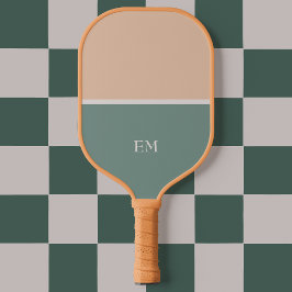 Moderne, minimalistische groene Initialen Pickleball Paddle