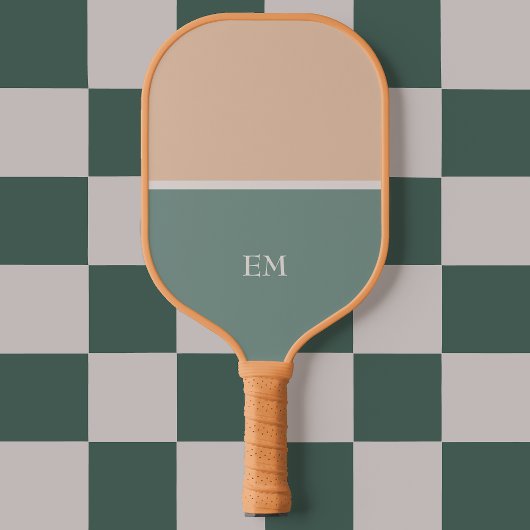 Moderne, minimalistische groene Initialen Pickleball Paddle