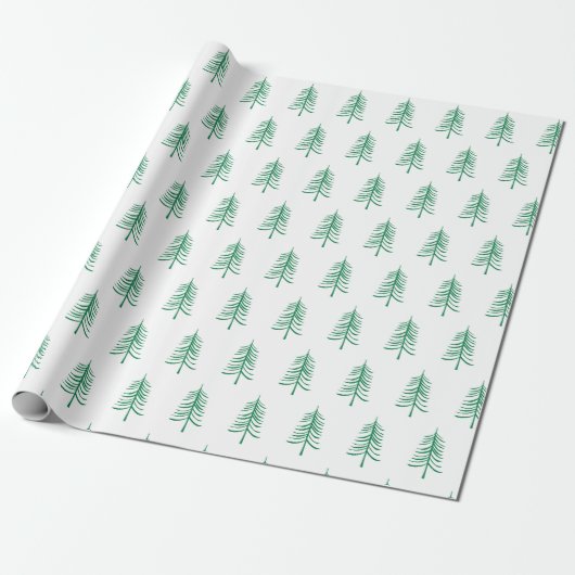 Moderne minimalistische groene kerstboom cadeaupapier (Uitgerold)