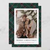 Moderne minimalistische groene kerstfoto feestdagenkaart (Voorkant / Achterkant)