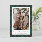 Moderne minimalistische groene kerstfoto feestdagenkaart (Staand voorkant)