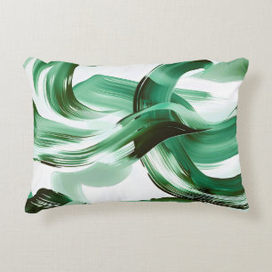 Moderne Minimalistische Groene Kwaststreken Abstra Accent Kussen