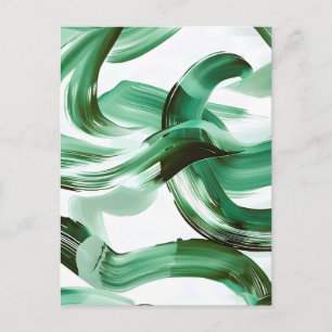 Moderne Minimalistische Groene Kwaststreken Abstra Feestdagenkaart