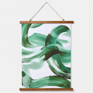 Moderne Minimalistische Groene Kwaststreken Abstra Hangend Wandkleed
