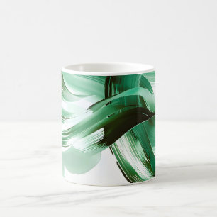 Moderne Minimalistische Groene Kwaststreken Abstra Koffiemok