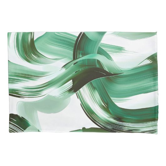 Moderne Minimalistische Groene Kwaststreken Abstra Kussensloop (Voorkant)