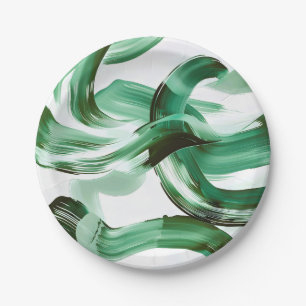 Moderne Minimalistische Groene Kwaststreken Abstra Papieren Bordje