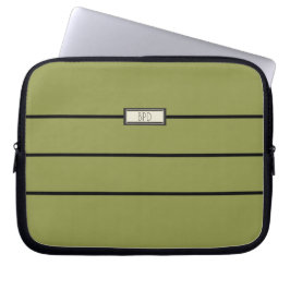 Moderne minimalistische groene monogram-initialen laptop sleeve