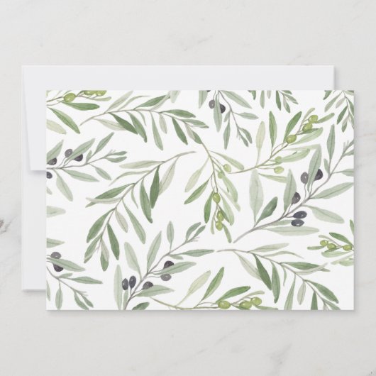 Moderne minimalistische groene olijftak gebladerte aankondiging (Achterkant)