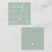 Moderne, minimalistische groene orde bedankt vierkante visitekaartje (Voorkant / Achterkant)