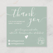 Moderne, minimalistische groene orde bedankt vierkante visitekaartje (Voorkant)