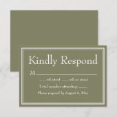 Moderne Minimalistische Groene RSVP Kaart (Voorkant / Achterkant)