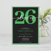 Moderne Minimalistische Groene Script Afstudeerfee Kaart (Staand voorkant)
