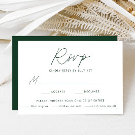 Moderne Minimalistische Groene Script Maaltijdkeuz RSVP Kaartje