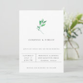 Moderne Minimalistische Groene Trouw Uitnodiging (Staand voorkant)
