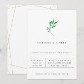 Moderne Minimalistische Groene Trouwkaart Aankondiging (Voorkant / Achterkant)