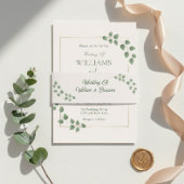 Moderne minimalistische groene verlofbruiloft uitnodigingen wikkel