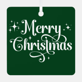 Moderne minimalistische groene vrolijke kerstfoto metalen ornament