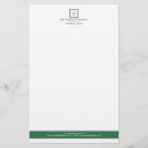 Moderne minimalistische groene witte Logo-business Briefpapier