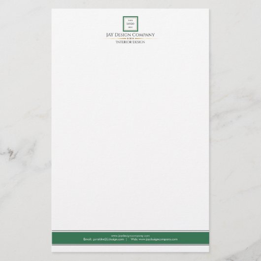 Moderne minimalistische groene witte Logo-business Briefpapier (Voorkant)