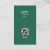 Moderne Minimalistische Groene Witte QR Code Visitekaartje (Achterkant)