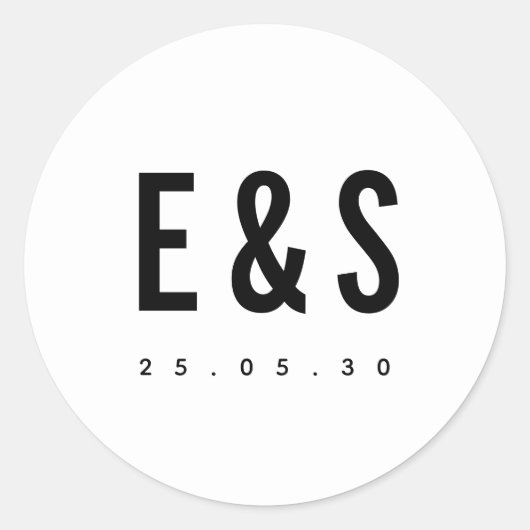 Moderne minimalistische grote gedurfde monogram en ronde sticker (Voorkant)