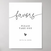 Moderne minimalistische gunst bruiloft tafel teken poster (Voorkant)