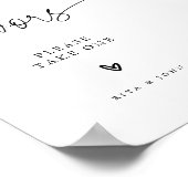 Moderne minimalistische gunst bruiloft tafel teken poster (Hoek)