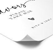 Moderne minimalistische gunst bruiloft tafel teken poster (Hoek)