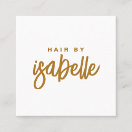 Moderne minimalistische haarstylist Gold Script Vierkante Visitekaartje