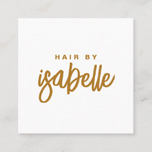 Moderne minimalistische haarstylist Gold Script Vierkante Visitekaartje
