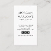 Moderne minimalistische haarstyliste zwart wit fot visitekaartje (Achterkant)
