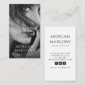 Moderne minimalistische haarstyliste zwart wit fot visitekaartje (Voorkant / Achterkant)