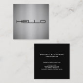 Moderne, minimalistische Hallo Vierkante Visitekaartje (Voorkant / Achterkant)