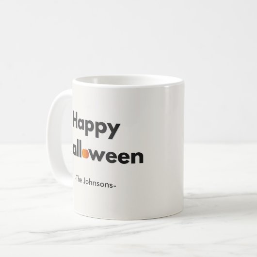 Moderne minimalistische Halloween – gepersonalisee Koffiemok (Voorkant links)