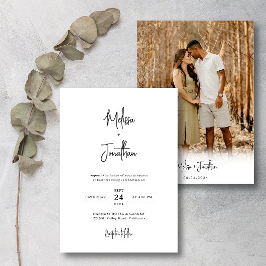 Moderne minimalistische hand-letter script foto br kaart